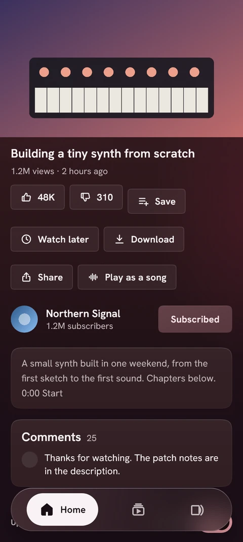 Illustrative Cosmotune video watch screen